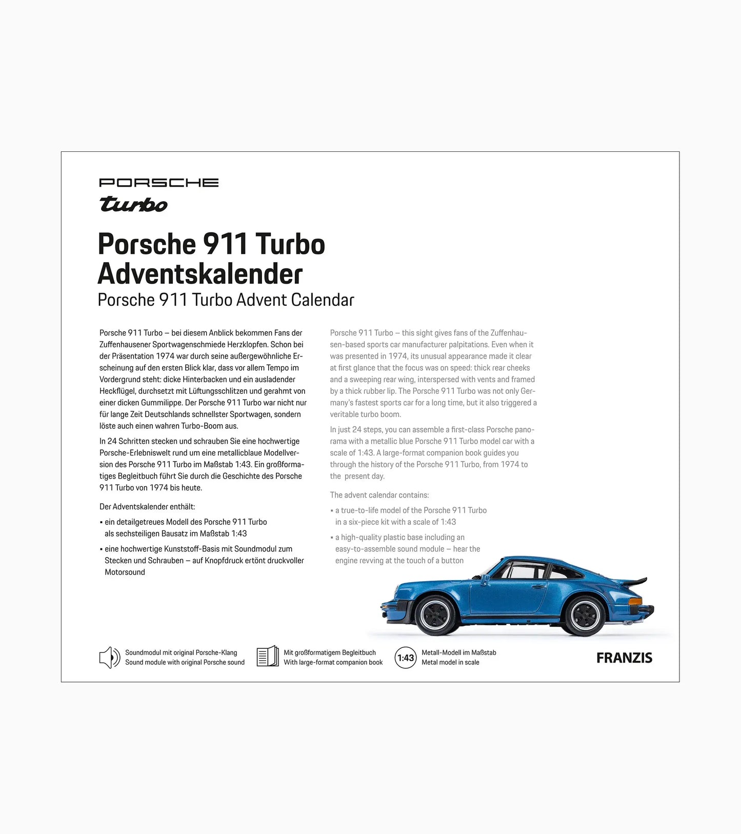 Porsche 911 Turbo Advent Calendar 1:43